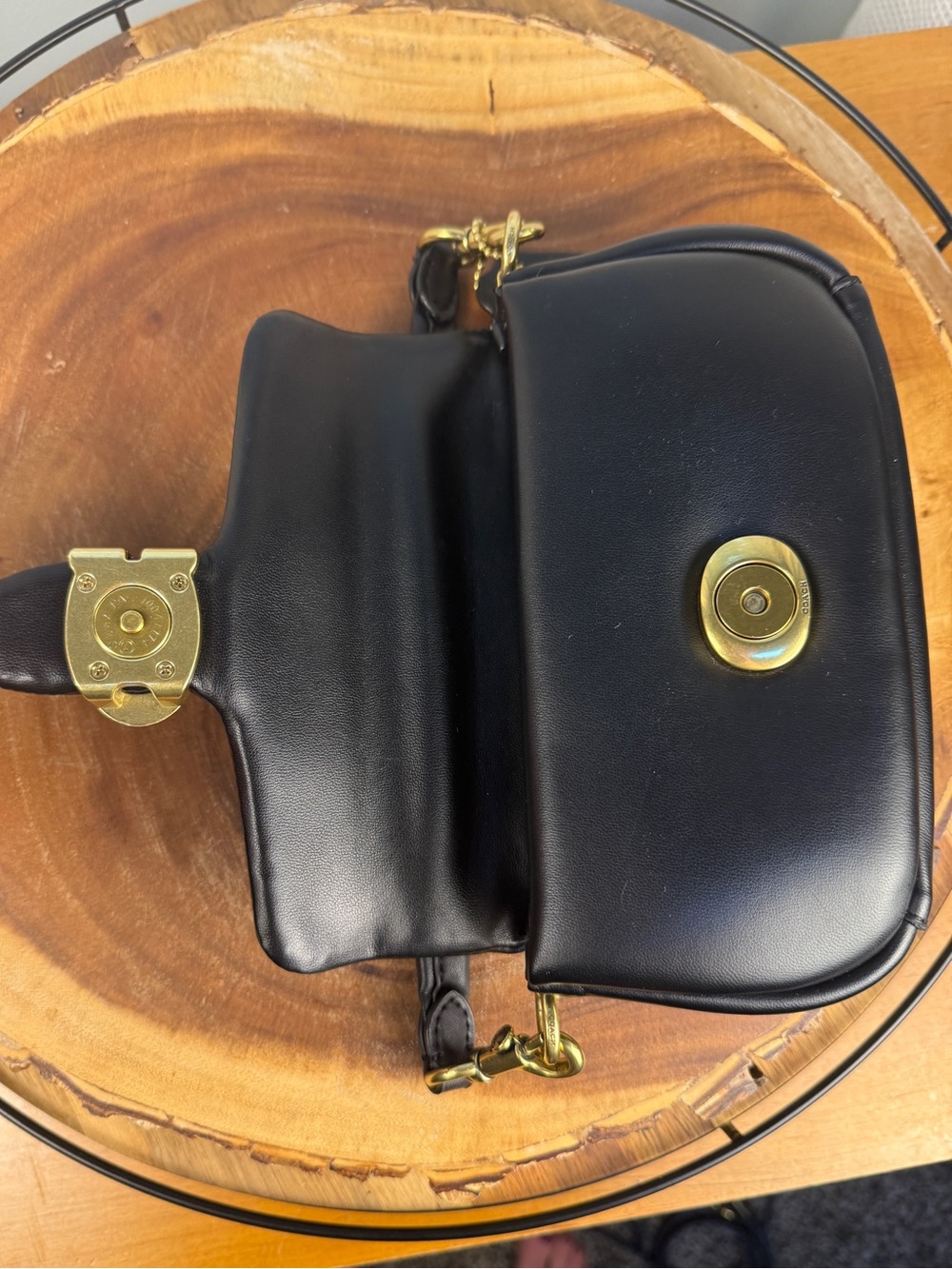 Coach Pillow Tabby Shoulder Bag 18 Black Leather Brass Hardware C3880 Like New - Picture 9 of 16
